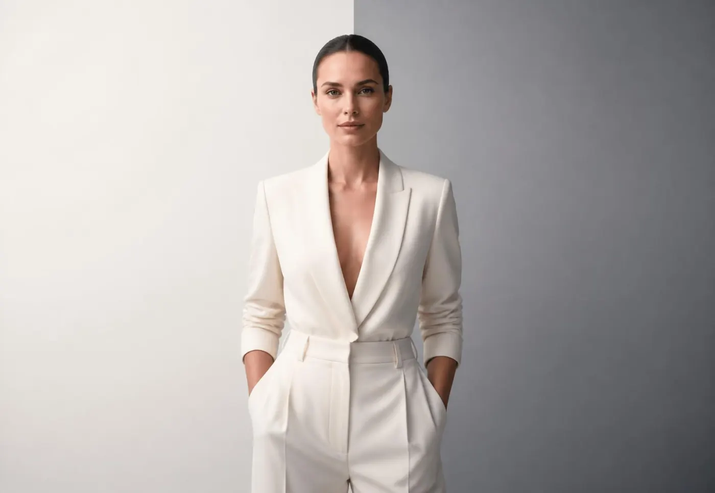 ALIX Woman zwischen Pearl-Licht und Graphite-Chrome-Licht – Anwendungswelt ALIX Secret Twin
